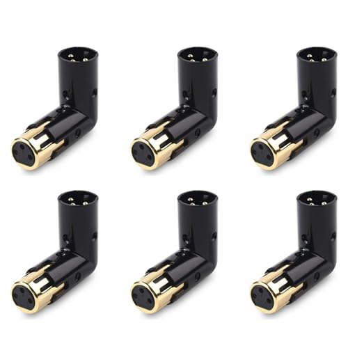 LOLPALONE 6 Stück 3-Poliger XLR-Winkeladapter, Verstellbar, Stecker auf Buchse, Rechtwinkliger XLR-Adapter, XLR-90-Grad-Adapter LOLPALONE 6 Stück 3-Poliger XLR-Winkeladapter, Verstellbar, Stecker auf Buchse, Rechtwinkliger XLR-Adapter, XLR-90-Grad-Adapter von LOLPALONE