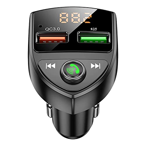 LOLPALONE Drahtloser Bluetooth-Autoadapter FM-Radioadapter Unterstützt Freisprecheinrichtung, MP3-Player, TF-Karte von LOLPALONE