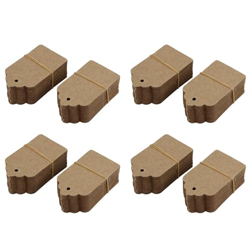 LOLPALONE Pack 400 Rustikale 40mmx70mm Ueberbackene Kraftpapier Karte, Leeres Braunes Etikett, Hochzeitsbevorzugung, Geschenkanhaenger, DIY Etikett, Kofferanhaenger,Preisschild - Klein (400) von LOLPALONE
