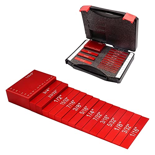 Endmaßsatz 15 STÜCKE 7 STÜCKE Setup Blocks Höhenmessgerät Set Präzise Aluminium Messblock Holzbearbeitung Setup Bars for Router Tischkreissäge Messwerkzeug(Red 15PCS) von LOMCOT