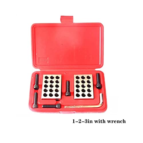 Endmaßsatz 2 Stück/Set Blöcke aus gehärtetem Stahl, 25–50–75 mm, 0,001 Zoll, Präzision, abgestimmt, Maschinist 123 Fräswerkzeug, 23 Löcher, 1–2–7,6 cm Blocklehre(With wrench inch) von LOMCOT