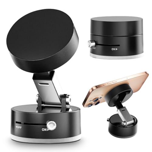 LOMUG Magnetische Handy-Autohalterung, Vakuum-Handyhalterung mit Saugnapf,Verbesserte 360° verstellbare Vakuum-Magnet-Saugnapf-Telefonhalterung,Faltbarer tragbarer Vakuum Magnet-Halter von LOMUG