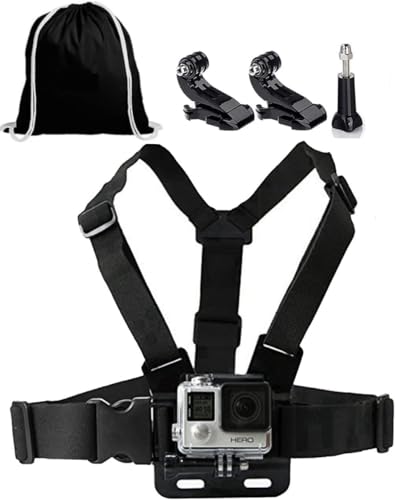 Action-Kameragurte, kompatibel mit Allen Gopro- und Action-Kameras (Brustgurt + schwarzer Kordelzug) von LONDON FAB
