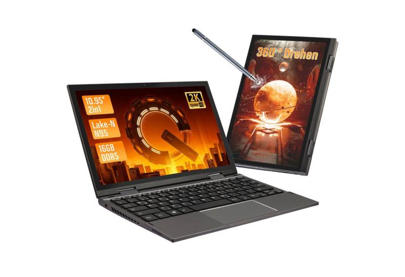 LONGEVINCE 10.95" Mini Laptop, 2000 * 1200 Touch Display, Celeron N95 Notebook (Intel, 256 GB SSD, 16GB RAM, 256GB SSD, Win 11) von LONGEVINCE
