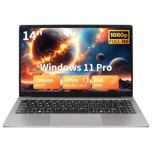 LONGEVINCE 14 Zoll Laptop,Full HD 1080P,Celeron N4120(bis zu 2.6GHz),8GB DDR4, 512GB SSD, Ultrabook Laptop, Windows 11 Pro（Gray，8+512G SSD） von LONGEVINCE