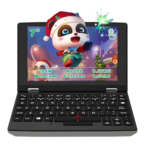 LONGEVINCE 7 Zoll Touchscreen Mini Laptop, Celeron N4000,12GB RAM, 512GB SSD, Office 2019, Windows 11,Kompakt und tragbar für Home, Schule und Business-Reise (12G+128G SSD) von LONGEVINCE
