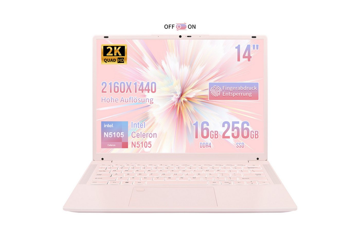 LONGEVINCE LONGEVINCE 14" Laptop, 16GB RAM, 256G SSD, N5105, 2160×1440, Win 11 Notebook (35,56 cm/14 Zoll, intel) von LONGEVINCE
