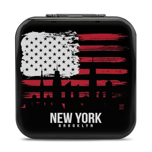 LONGHJ American Flag New York Switch Game Holder Case mit 12 Patronenfächern, tragbare Spielkarten-Organizer-Box von LONGHJ