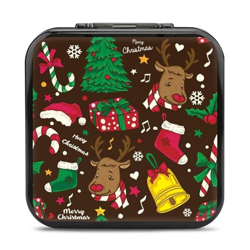 LONGHJ Bunte Weihnachtselemente Switch Game Holder Case mit 12 Patronenfächern Tragbare Spielkarten-Organizer-Box von LONGHJ