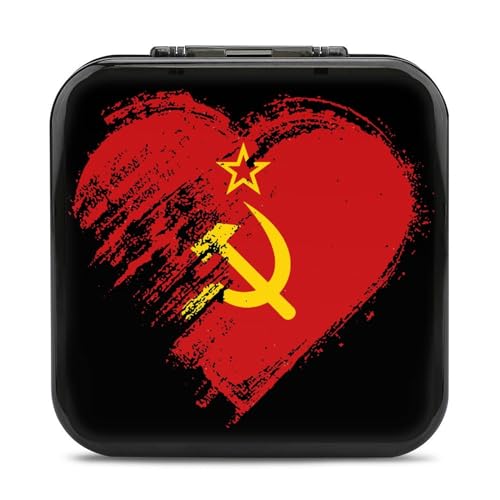 LONGHJ Love Sowjetunion Herz UDSSR Flagge Switch Game Holder Case mit 12 Patronenfächern Tragbare Spielkarten-Organizer-Box von LONGHJ