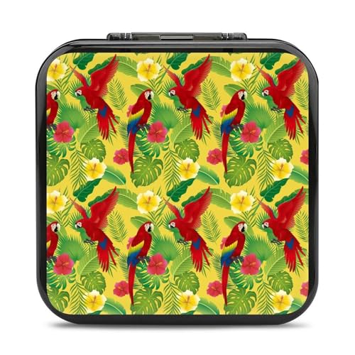 LONGHJ Tropical Palm Parrots Switch Game Holder Case mit 12 Patronenfächern, tragbare Spielkarten-Organizer-Box von LONGHJ