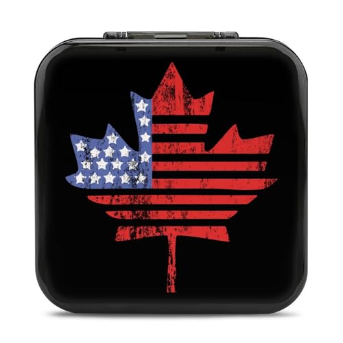 LONGHJ USA-Kanada-Ahorn-Flagge, Switch-Spielhalter-Hülle mit 12 Patronenfächern, tragbare Spielkarten-Organizer-Box von LONGHJ