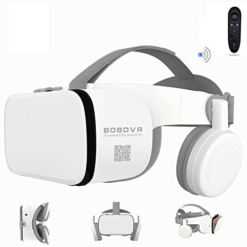 LONGLU VR-Headset für iPhone und Android-Telefone, kabellose 3D-Virtual-Reality-Bluetooth-Brille mit Fernbedienung zum Spielen von Filmen, 4,7-6,2-Zoll-Telefon (Weiß) von LONGLU