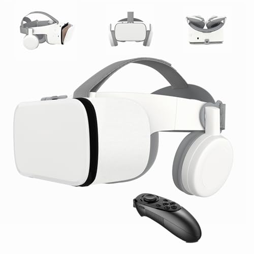 VR-Set Virtual Reality VR für Telefon, kabelloses Bluetooth-VR-Headset VR-Brille 110 ° FOV, unterstützt 4,7-6,2-Zoll-Handy, kompatibel für Android iOS iPhone 13 12 11 Pro Mini X R S (Weiß) von LONGLU