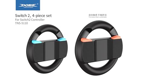 LONGYI 4 in 1 Set mit 2 Stück Lenkrad und 2 Stück Handgriff für Nintendo Switch 2, Ergonomisches Design Racing Wheel und Komfort Griff kompatibel mit Joy-Con Controller von LONGYI