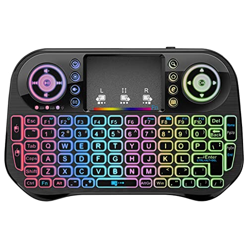 LONGYI I10 Mini Tastatur Wireless mit Touchpad, Mini Keyboard Smart TV Tastatur, Bluetooth und 2.4 GHz USB Kabellos Tastatur with RGB LED Hinterleuchtet für Android Box/Smart TV/PC/Pad/Xbox/HTPC/IPTV von LONGYI