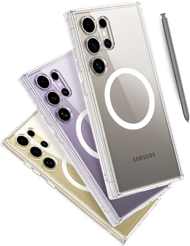 JIC - Magnetische Hülle für Samsung Galaxy S24 Ultra - [Eingebaute Magneten für Magsafe] [Stark und sicher] - Schutzhülle für das Handy - Kristallklar (2024) von LONLI