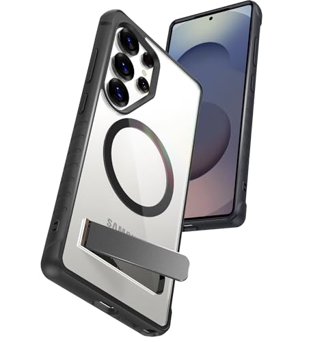 JIC Strong Magnetic & Stand for Samsung Galaxy S25 Ultra Case - [Never Yellowing] - [Built-in Magnets for Magsafe Accessories] - [Built-in Adjustable Kickstand] - Black von LONLI