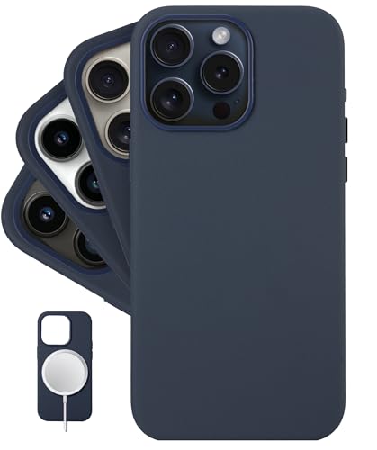 LONLI Classic - für iPhone 15 Pro Max - Europäische Nappalederhülle - Wird mit der Zeit geschmeidig und weich - Kompatibel mit Magsafe - Azzurro von LONLI