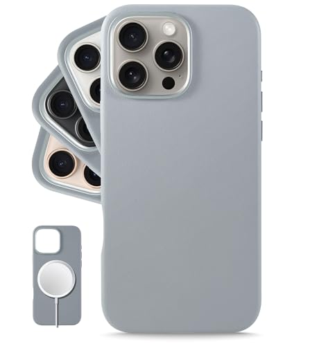 LONLI Classic - für iPhone 16 Pro hülle Leder - Europäische Echte Vele Lederhandyhülle - Wird mit der Zeit glatter und weicher - [Kompatibel mit Magsafe] - Gladius/Grau von LONLI
