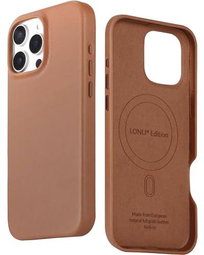 LONLI Edition - für iPhone 16 Pro Max hülle Leder - Premium-Ledertasche aus europäischem Vollkornleder - Entwickelt mit der Zeit Patina - [Kompatibel mit Magsafe] - Sattel von LONLI