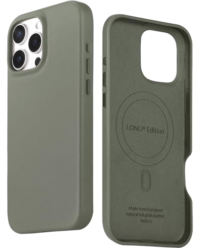 LONLI Edition - für iPhone 16 Pro Max hülle Leder - Premium-Ledertasche aus europäischem Vollkornleder - Entwickelt mit der Zeit Patina - [Kompatibel mit Magsafe] - Fichte von LONLI