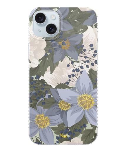 LONLI Hue Schutzhülle für iPhone 15 [Kompatibel mit Magsafe] Blau Blume Handyhülle [360° Stoßdämpfende Stoßdämpfer] Niedliche, einzigartige und ästhetische Handyhülle für Mädchen und Frauen von LONLI