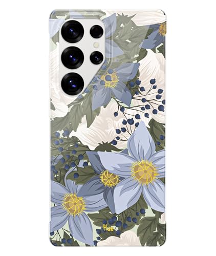 LONLI Hue - for Samsung Galaxy S25 Ultra Phone Case - [360° Shock-Absorbent Bumper | Cute, Unique and Aesthetic Phone Cover for Girls and Women] - Blue Flower von LONLI