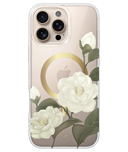 LONLI Hue - for iPhone 16 Pro Max Case [Compatible with Magsafe] - Camellia Phone Case - [360° Shock-Absorbent Bumper] - Cute, Unique and Aesthetic Phone Cover for Girls and Women von LONLI