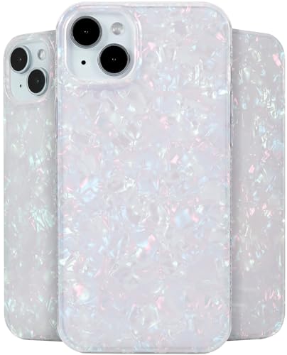 LONLI Hue - für iPhone 15 Plus Hülle - Weiße Perle - [Pure Eleganz] [Schutz vor 10 ft Fallhöhe] Stoßfeste Abdeckung - Ästhetisch und Einzigartig für Frauen und Mädchen (2023) von LONLI