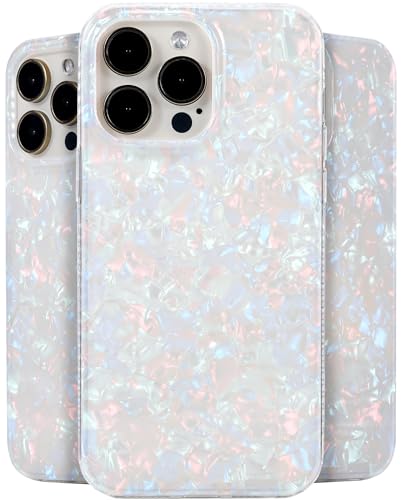 LONLI Hue - für iPhone 15 Pro Max Hülle - Weiße Perle - [Pure Eleganz] [Schutz vor 10 ft Fallhöhe] Stoßfeste Abdeckung - Ästhetisch und Einzigartig für Frauen und Mädchen (2023) von LONLI