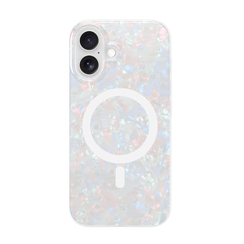 LONLI Hue - für iPhone 16 Hülle - Handyhülle in Weißer Perlen-Schildpatt-Optik - [Kompatibel mit Magsafe] - Niedliche, einzigartige und ästhetische Handyabdeckung von LONLI