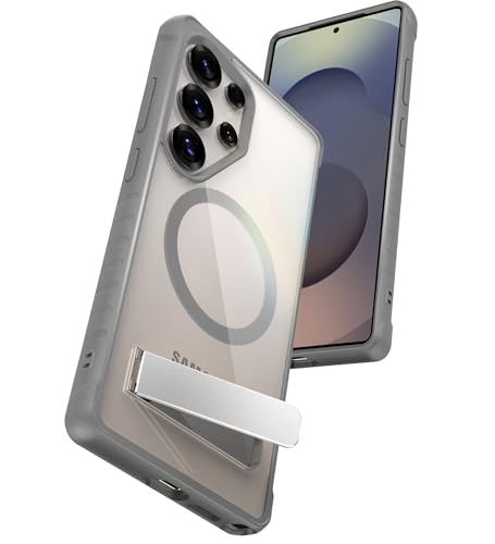 LONLI JIC Strong Magnetic & Stand for Samsung Galaxy S25 Ultra Case - [Never Yellowing] - [Built-in Magnets for Magsafe Accessories] - [Built-in Adjustable Kickstand] - Gray von LONLI