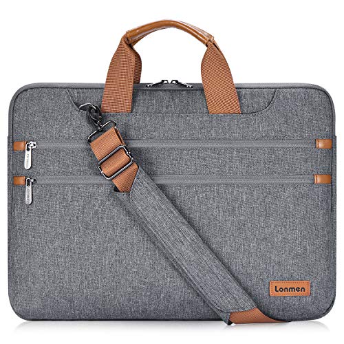 LONMEN 14 Zoll Laptop Hülle Wasserdicht Schultertasche Tasche Kompatibel mit 15" MacBook Pro 2019 / MacBook Pro Retina/Microsoft Surface Book 2 / Dell XPS 15/14" Laptop/Chromebook/Ultrabook von LONMEN