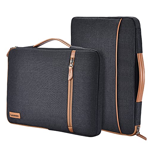 LONMEN 14 Zoll Laptop Sleeve Hülle Tasche Laptophülle mit Griff Kompatibel mit 14" Lenovo Chromebook S330 / ThinkPad A485 T480s / HP ProBook 640 645 G4 / Acer Swift 5 7 / Dell Inspiron 3490,Braun von LONMEN