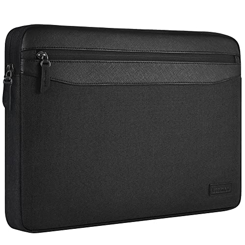 LONMEN PU Leder Laptop Sleeve mit Tasche Schwarz Schwarz 13 Inch/12.9" iPad Pro von LONMEN