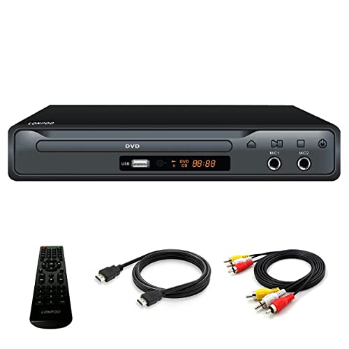 Kompakter DVD-Player mit SCART-Anschluss, Regionsfreier HD-DVD-CD-Player mit HDMI-Anschluss/AV-Anschluss, integriertes PAL/NTSC-TV-System, unterstützt MIC-Eingang, USB-Eingang von LONPOO