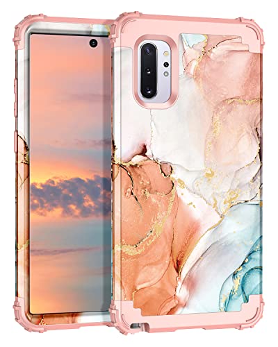 LONTECT Galaxy Note 10 Plus 5G Hülle - 3-in-1 Heavy Duty Marmor/Orange Stoßfeste Schutzhülle von LONTECT