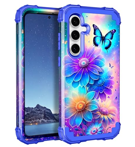 LONTECT Schutzhülle für Samsung Galaxy S24 FE 5G 2024, stoßfest, dreilagig, strapazierfähig, Hybrid-Schutzhülle, robust, stoßfest, für Mädchen und Damen, Blumenmuster, Dunkelblau LONTECT Schutzhülle für Samsung Galaxy S24 FE 5G 2024, stoßfest, dreilagig, strapazierfähig, Hybrid-Schutzhülle, robust, stoßfest, für Mädchen und Damen, Blumenmuster, Dunkelblau von LONTECT