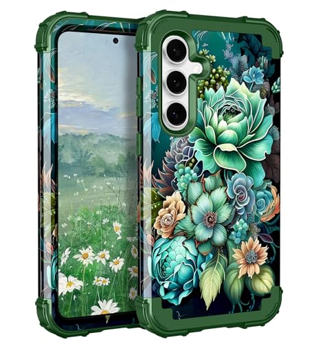 LONTECT Schutzhülle für Samsung Galaxy S24 FE 5G 2024, stoßfest, dreilagig, strapazierfähig, Hybrid-Schutzhülle, robust, stoßfest, für Mädchen und Damen, Blumenmuster, Dunkelgrün LONTECT Schutzhülle für Samsung Galaxy S24 FE 5G 2024, stoßfest, dreilagig, strapazierfähig, Hybrid-Schutzhülle, robust, stoßfest, für Mädchen und Damen, Blumenmuster, Dunkelgrün von LONTECT