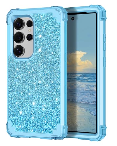 LONTECT Schutzhülle für Samsung Galaxy S25 Ultra 5G 2025, stoßfest, dreilagig, strapazierfähig, Hybrid-Schutzhülle, für Mädchen und Damen, Glitzer-Schutzhülle für Samsung Galaxy S25 Ultra 5G 2025 von LONTECT
