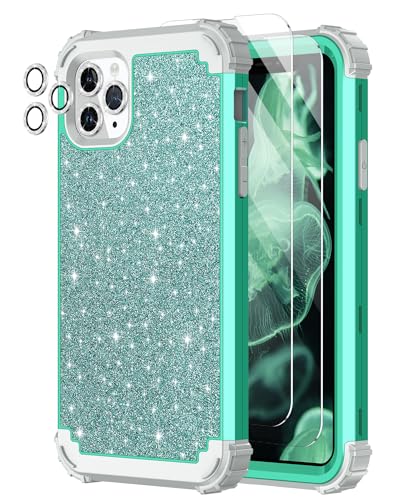 LONTECT Schutzhülle für iPhone 11 Pro Max, Glitzer, glitzernd, 3-in-1, stoßfest, strapazierfähig, Ganzkörper-Schutzhülle, mit Displayschutzfolie und Kameraschutz, Grün LONTECT Schutzhülle für iPhone 11 Pro Max, Glitzer, glitzernd, 3-in-1, stoßfest, strapazierfähig, Ganzkörper-Schutzhülle, mit Displayschutzfolie und Kameraschutz, Grün von LONTECT