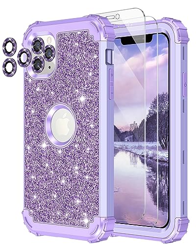 LONTECT Schutzhülle für iPhone 11 Pro Max, Glitzer, glitzernd, 3-in-1, stoßfest, strapazierfähig, Ganzkörper-Schutzhülle, mit Displayschutzfolie und Kameraschutz, Violett LONTECT Schutzhülle für iPhone 11 Pro Max, Glitzer, glitzernd, 3-in-1, stoßfest, strapazierfähig, Ganzkörper-Schutzhülle, mit Displayschutzfolie und Kameraschutz, Violett von LONTECT