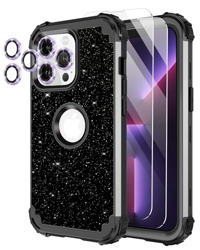 LONTECT Schutzhülle für iPhone 13 Pro Max, Glitzer, glitzernd, 3-in-1, stoßfest, strapazierfähig, Ganzkörper-Schutzhülle, mit Displayschutzfolie und Kameraschutz, Schwarz LONTECT Schutzhülle für iPhone 13 Pro Max, Glitzer, glitzernd, 3-in-1, stoßfest, strapazierfähig, Ganzkörper-Schutzhülle, mit Displayschutzfolie und Kameraschutz, Schwarz von LONTECT