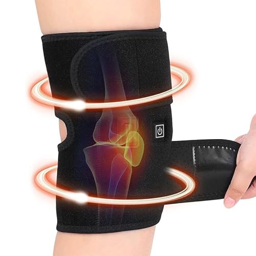 Kniebandage USB Elektrische Kniestütze Beheizter Kniepolster mit Dreistufiger Temperaturkontrolle Verstellbarer Kniewärmer Knie Heizkissen Wärmetherapie Knieschoner für Entspannung Schmerzlinderung von LONTG