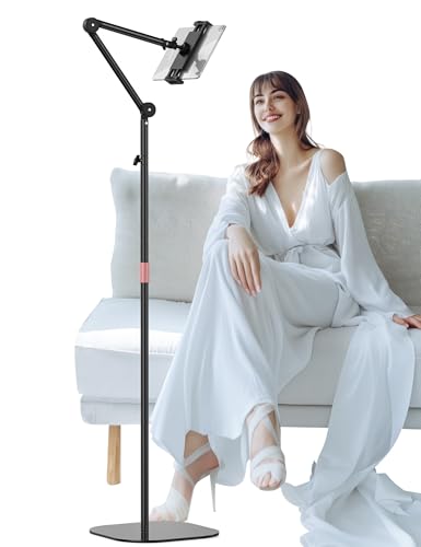 LONZOTH Tablet Bodenständer, Tablet Halterung 75"/190cm Höhenverstellbar mit 6.5lb Stabiler Basis iPad Bodenständer für iPad Pro 12.9 10.5 9.7, iPad Air Mini,Samsung Tab, iPhone mit Alle 4.7-13" von LONZOTH