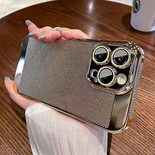 Hitzeableitende, atmungsaktive Kühlhülle für iPhone 14 Pro Max, galvanisiert, stoßfest, dünn, Hartschale (für iPhone 14 Pro Max, Gold) von LOOBIVAL