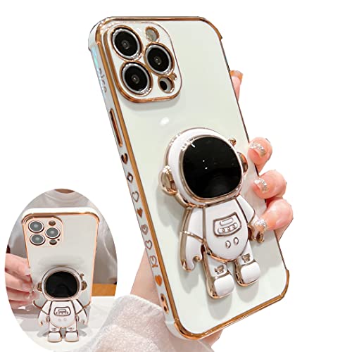 LOOBIVAL for iPhone 12/11/ 13 Pro Max Case Cute Love,Hidden Astronaut Kickstand Stand,Bracket for iPhone 12 13 Mini XR XS Max 7 8 Plus Case,Upgrade Shockproof Corners Cover (for iPhone X,White) von LOOBIVAL