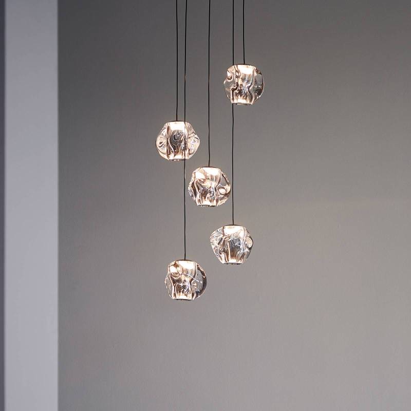 LOOM DESIGN LED-Hängeleuchte Ice Ball, chrom/klar, 5-flammig von LOOM DESIGN