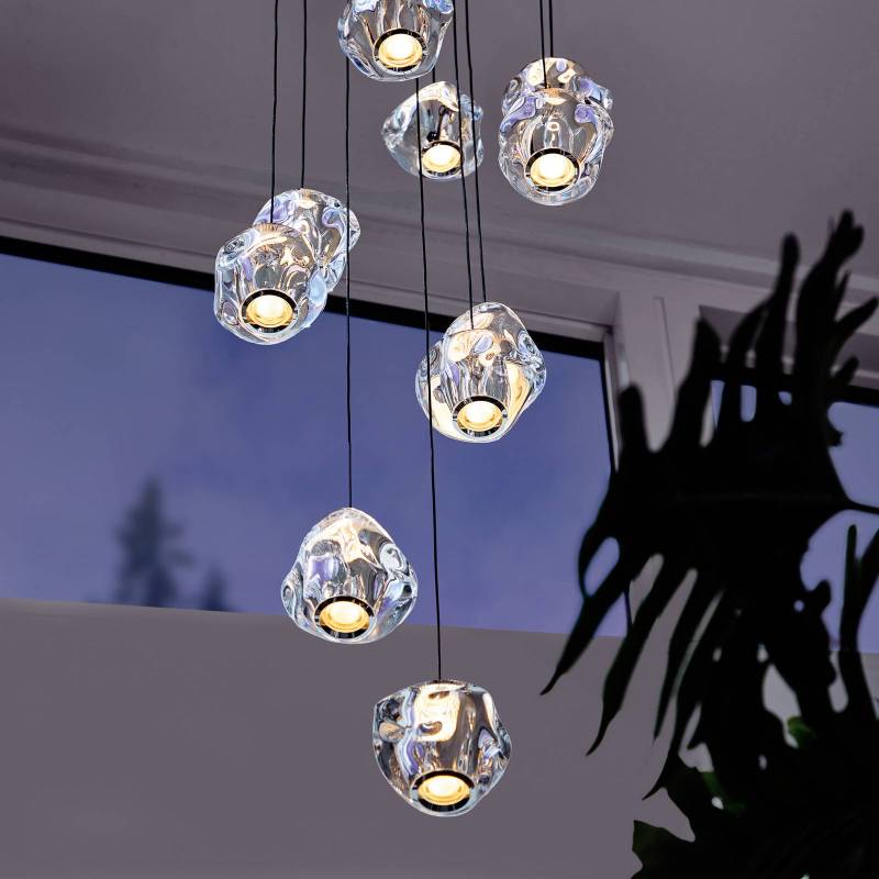 LOOM DESIGN LED-Hängeleuchte Ice Ball, chrom/klar 10-flammig von LOOM DESIGN